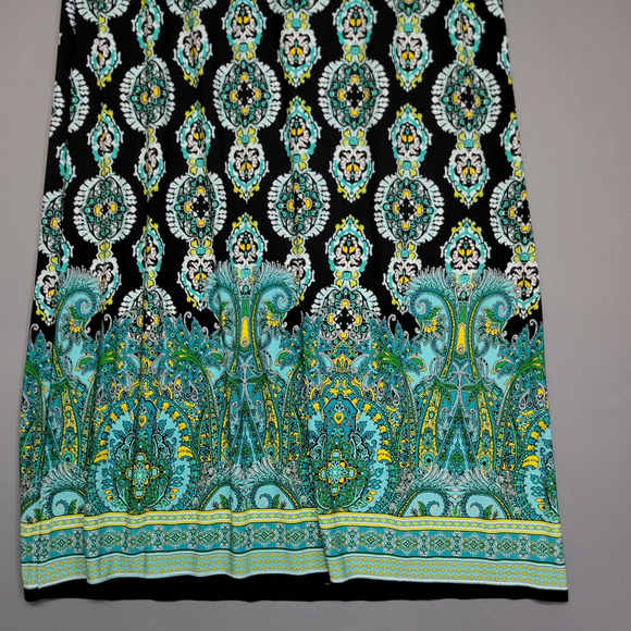 Cato Maxi Skirt Womens Plus Size 18/20W Black Turquoise Paisley Border Stretches - Picture 4 of 11